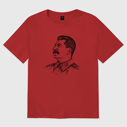 Женская футболка оверсайз Профиль Сталина / Красный – фото 1