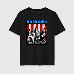 Футболка оверсайз женская Ramones hey ho lets go, цвет: черный
