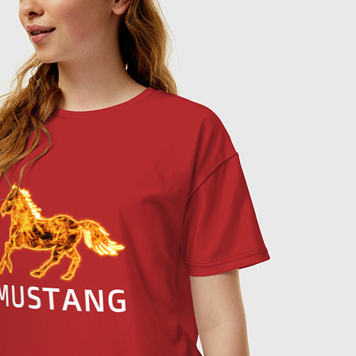 Женская футболка оверсайз Mustang firely art / Красный – фото 3