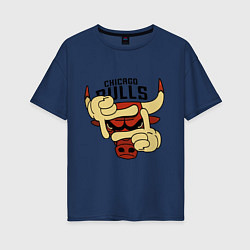 Футболка оверсайз женская Bulls logo with hands, цвет: тёмно-синий