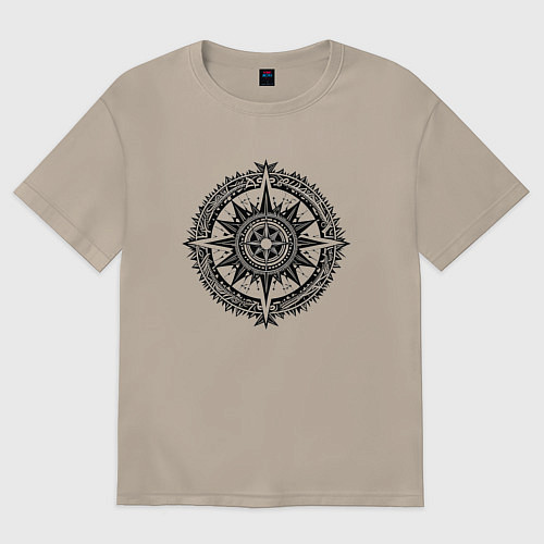 Женская футболка оверсайз Роза ветров / Миндальный – фото 1