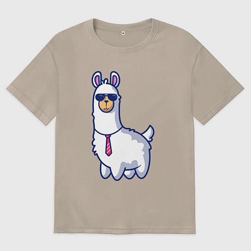 Женская футболка оверсайз Модная альпака / Миндальный – фото 1