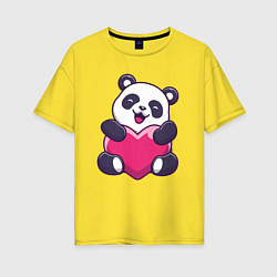 Футболка оверсайз женская Сердце панды, цвет: желтый