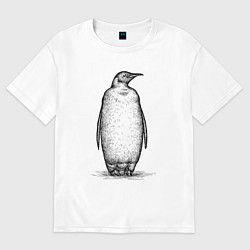 Футболка оверсайз женская Пингвин стоит, цвет: белый