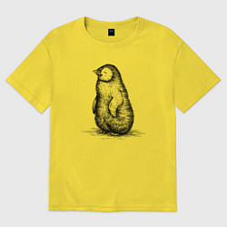 Футболка оверсайз женская Пингвиненок пушистый, цвет: желтый