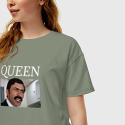 Футболка оверсайз женская Queen - Mimino мем, цвет: авокадо — фото 2