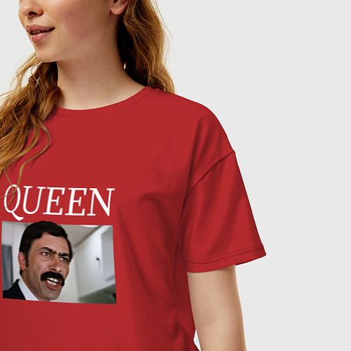 Женская футболка оверсайз Queen - Mimino мем / Красный – фото 3
