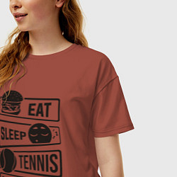 Футболка оверсайз женская Есть спать теннис, цвет: кирпичный — фото 2