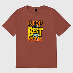 Футболка оверсайз женская K-pop slogan, цвет: кирпичный