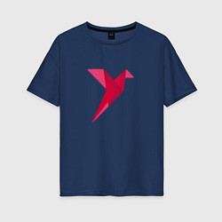 Футболка оверсайз женская Геометрическая колибри, цвет: тёмно-синий