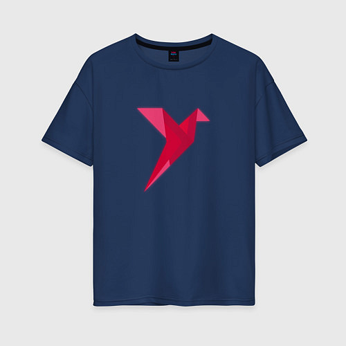 Женская футболка оверсайз Геометрическая колибри / Тёмно-синий – фото 1