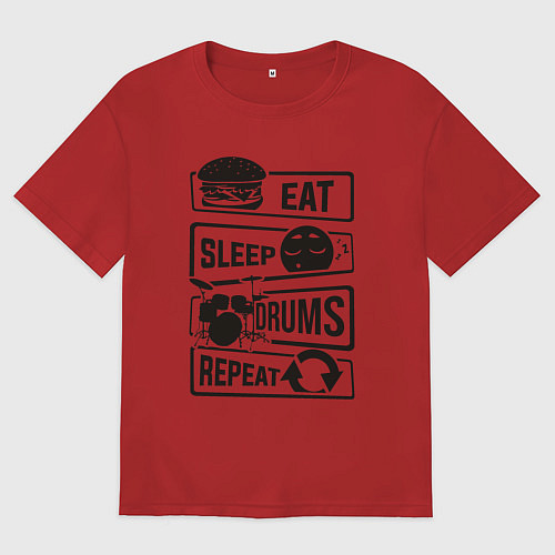 Женская футболка оверсайз Есть спать барабаны / Красный – фото 1