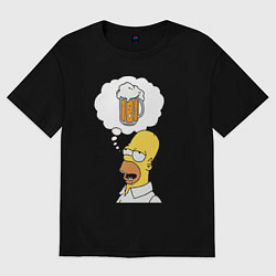 Футболка оверсайз женская Пивной Гомер, цвет: черный