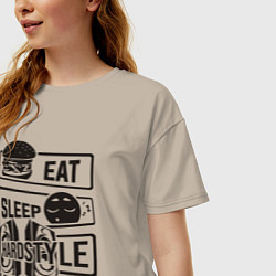 Футболка оверсайз женская Eat sleep hardstyle, цвет: миндальный — фото 2