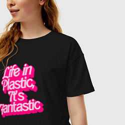 Футболка оверсайз женская Barbie life in plastic, цвет: черный — фото 2