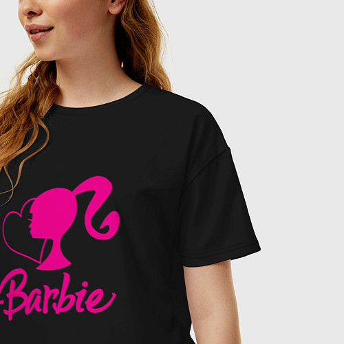 Женская футболка оверсайз Barbie heart / Черный – фото 3