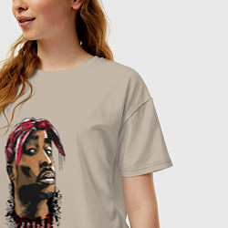 Футболка оверсайз женская 2 Pac, цвет: миндальный — фото 2