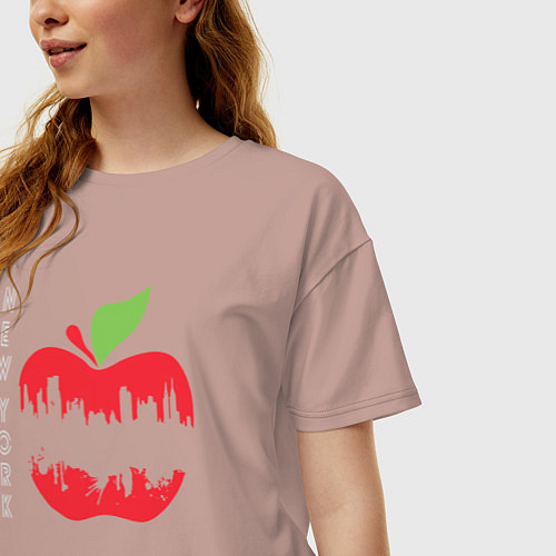 Женская футболка оверсайз Нью-Йорк большое яблоко / Пыльно-розовый – фото 3