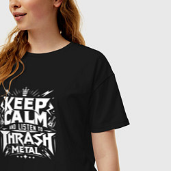 Футболка оверсайз женская Слушай трэш, цвет: черный — фото 2