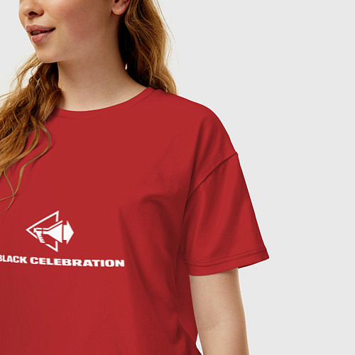 Женская футболка оверсайз Depeche Mode - Black Celebration logos / Красный – фото 3