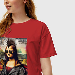 Футболка оверсайз женская Mona Lisa - punk, цвет: красный — фото 2