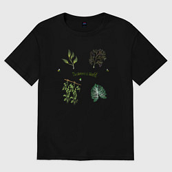 Футболка оверсайз женская The botanical world easy, цвет: черный