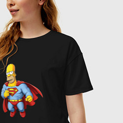 Футболка оверсайз женская Гомер супермен, цвет: черный — фото 2
