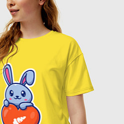 Футболка оверсайз женская Кролик и сердечко, цвет: желтый — фото 2