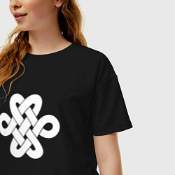 Футболка оверсайз женская Белый кельтский узор, цвет: черный — фото 2