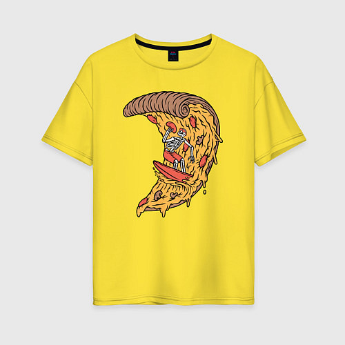 Женская футболка оверсайз Пицца серфер / Желтый – фото 1