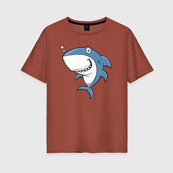 Футболка оверсайз женская Cute shark, цвет: кирпичный