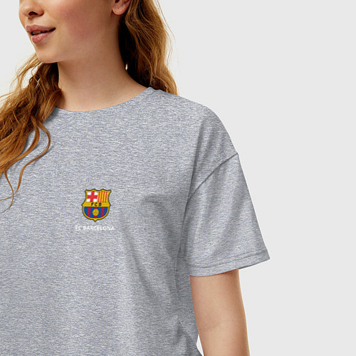 Женская футболка оверсайз Футбольный клуб Барселона - с эмблемой / Меланж – фото 3