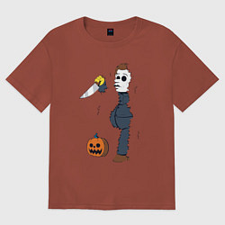 Футболка оверсайз женская Halloween killer, цвет: кирпичный