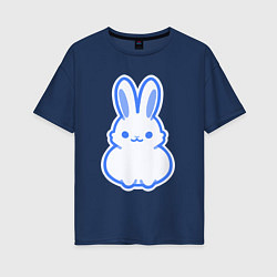 Футболка оверсайз женская White bunny, цвет: тёмно-синий