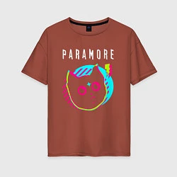 Футболка оверсайз женская Paramore rock star cat, цвет: кирпичный