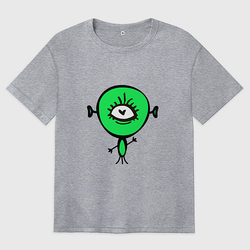 Женская футболка оверсайз Веселый инопланетянин / Меланж – фото 1