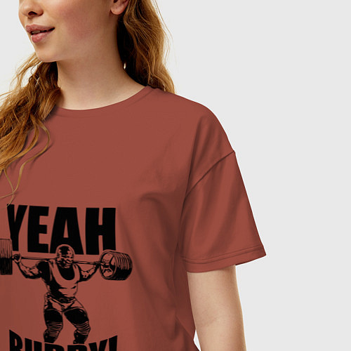 Женская футболка оверсайз Ronnie Coleman - yeah buddy / Кирпичный – фото 3