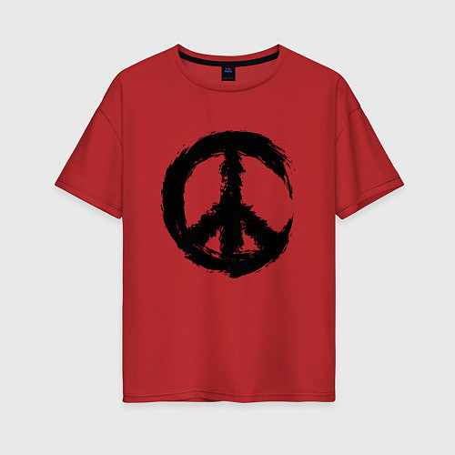 Женская футболка оверсайз Знак мира пацифик крест / Красный – фото 1