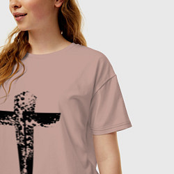 Футболка оверсайз женская Крест фактурный, цвет: пыльно-розовый — фото 2