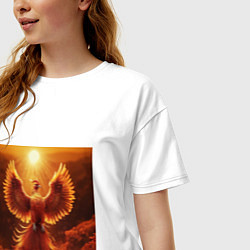 Футболка оверсайз женская Птица феникс яркая, цвет: белый — фото 2