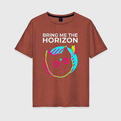 Футболка оверсайз женская Bring Me the Horizon rock star cat, цвет: кирпичный