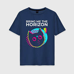 Футболка оверсайз женская Bring Me the Horizon rock star cat, цвет: тёмно-синий