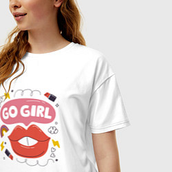 Футболка оверсайз женская Go girl lips, цвет: белый — фото 2