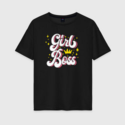 Футболка оверсайз женская Girl boss crown, цвет: черный