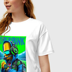 Футболка оверсайз женская Cyber Bart Simpson - ai art fantasy, цвет: белый — фото 2