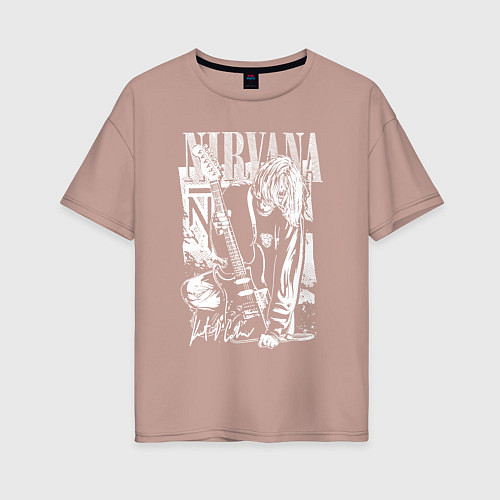Женская футболка оверсайз Нирвана - Курт Кобейн / Пыльно-розовый – фото 1