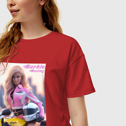 Футболка оверсайз женская Barbie racing - ai art, цвет: красный — фото 2