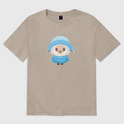 Футболка оверсайз женская Маленькая овечка, цвет: миндальный