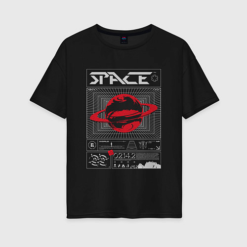 Женская футболка оверсайз Space streetwear / Черный – фото 1