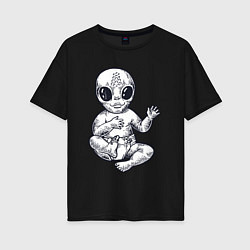 Футболка оверсайз женская Baby alien, цвет: черный